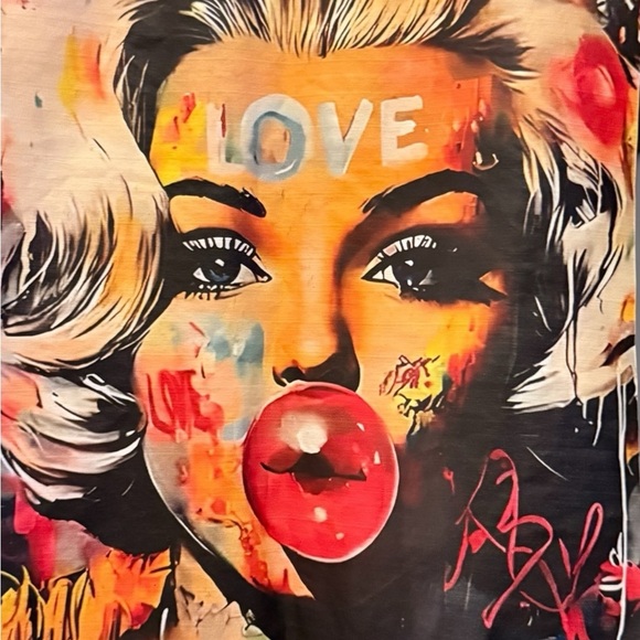 Marilyn Monroe Graphic Grey Acid Wash Oversize Unisex Short Sleeve Tee - Picture 4 of 9